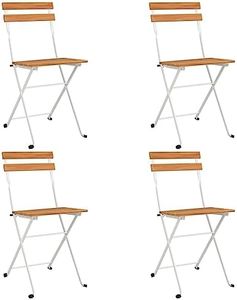 vidaXL Chaises de bistrot Pliantes 4 pcs Bois d'acacia Solide et Acier, mobilier de Jardin, mobilier de Patio, Chaise Pliante, mobilier d'extérieur
