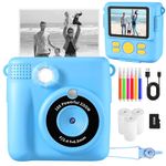 CHRERNA Kids Camera Instant Print, Instant Camera for Kids with Print Photo Paper,1080P Kids Digital Camera with 32G TF Card, Birthday Christmas Toy Gifts for 5 6 7 8 9 10 Year Old Boys (Blue)