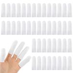 100 Pieces Cotton Finger Cots,Cloth Finger Cots Finger Toe Sleeves Fingertips Protective Cover Thumb Protector Finger Tips Protector Comfortable and Breathable, Absorb Sweat (White)