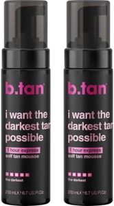 b.tan Ultra Dark Self Tanner Mousse Bundle | I Want The Darkest Tan Possible - Fast, 1 Hour Express Sunless Tanning Foam, Golden Bronzing Glow, Face & Body, No Fake Tan Smell, 6.7 Fl Oz, Pack of 2