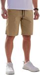 COOFANDY Mens Casual Shorts Cotton Stretch Drawstring Summer Beach Shorts Chino Golf Shorts with Pockets Dark Khaki