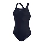 Speedo Women's Eco Endurance+ Medalist Swimsuit| Athletic Fit | Classic Design| Recycled Fabric | Chlorine Resistant | Extra Flexibility, True Navy, 38