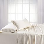 Mulberry Silk Sheet Set- Solid Bed-Sheet Set- 4-Piece Bedding Set- Pure 30 Momme 14"- 18" (Inch) Deep Pockets, Elastic Bounded - Oeko-Tex Standard (Queen, Cream)