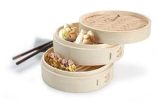 Zen Cuizine 6393604NA 2 Tier Bamboo Steamer,Beige,8-inches