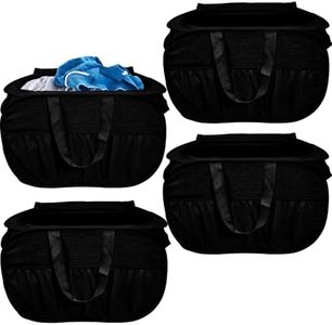 4 Pack Collapsible Laundry Baskets with Lid, Foldable Laundry Basket with 6 Pockets, Pop Up Laundry Hamper with Dual Handles, 99L Sturdy Clothes Hampers for Home, Dorm, Apartment, Travel, Black