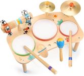 OATHX Kids Drum Kit for Toddlers, Musical Toy Instruments for 1 Year Old Baby, 11 in 1 Wooden Baby Drum Set Musical Percussion for Babies 6-12 Months, Montessori Birthday Gifts for Boys and Girls