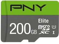 PNY Elite 200GB microSDXC Card with Adapter -UHS-I, U1, Up to 85MB/Sec (P-SDU200U185EL-GE)