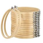 Hodeacc 16 Pack 8 inch Mini Bamboo Circle,Embroidery Hoop Cross Stitch Hoop Ring for DIY Art Craft Handy Sewing