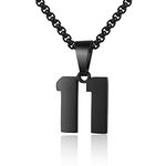 Number Necklace for Boy Black Athletes Number Stainless Steel Chain 00-99 Number Charm Pendant Personalized Sports Jewelry for Men Basketball Baseball Football, Stainless Steel, No Gemstone