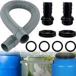 Water Butt Connector Kit for Downpipe, Water Butt Pipe Link Kit with 2 Water Butts 30mm, 50cm Flexible Hose, and 4 Sealing Rings, Rainwater Diverter Kit for Connecting 2 Rain Barrels, Water Tanks