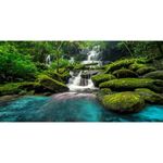 AWERT 48x24 inches Waterfall Terrarium Background Tropical Rainforest Aquarium Background Mountain Lake Green Tree Reptile Habitat Background Durable Polyester Background