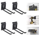 HiNADA Garage Hooks for Organizing Power Tool,Heavy Duty Ladder Hooks Organizer to Hang Chairs,Brooms, Tire,Slatwall Double Hooks for Landscaping Equipment, Hedge Trimmer,Hoses