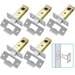 RMENOOR 5 Pcs Tubular Mortice Latch, 45 mm Tubular Latch Chrome Mortice Latch Premium Mortice Latch with Polished Plate & Screws Suitable for Internal Doors Compatible with Various Door Lock Handles
