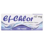 Ef-Chlor Water Purification Treatment (100 Tablets), 67 mg, Portable Drinking Water Treatment Ideal for Emergencies, Survival, Travel, and Camping, Purifies 2.64-5.28 Gallons in 1 Tablet