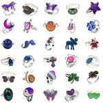 Jiali Q Mixed Mood Enamel Change Color Alloy Adjustable Size Temperature Finger Ring for Women (10 Pcs)