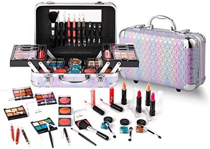 Hot Sugar All In One Makeup Set for Teenager Girls 10-12 Full Makeup Kit for Beginners Includes Eye Shadow Palette Blush Lip Gloss Lipstick Eye Pencil Brush Mirror (Purple Heart)