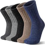 Sandsuced Wool Socks for Women Winter Hiking Thick Thermal Cabin Cozy Crew Work Soft Ladies Socks(Striped (5 Pairs)