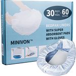 MINIVON Bedpan Liners with Super Absorbent Pads - Value Pack 30 Count - Bed pan Bag Disposable Pulling String, Medical Grade & Universal Fit Bed Pan, for Bedridden Patients, Elderly Senior, Bedbound