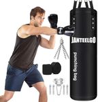 Punching Bag Boxing for Adult Unfilled: JanTeelGO 4ft Heavy Bag with Gloves | Hanging Chains | Hand Wraps - Boxing Bag for MMA Kickboxing Boxing Karate Home Gym Training