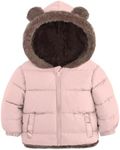 Enlifety Kids Girls Winter Down Coat Size 3-4T Little Child Cute Hooded Bear Clothes with Ears Pink Puffy Jackets Fleece Outfits for Daughter Granddaughter