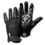 Battle Sports Triple Threat Wide Receiver Gloves - Adult & Youth Football Gloves - Ultra Stick Gloves - Adult Large, Black