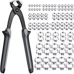 Justech Hose Clip Clamp 100PCs Hose Clips 5.8-21mm 10 Sizes Hose Clamps 304 Austenitic Stainless Steel The Single Ear Stepless Hose Clamp with Clamp Plier Tool