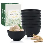 Wrova wheat straw snack bowls 10oz set of 8 - Unbreakable Dessert Bowls for kids - Mini Bowls for Ice Cream,Snack and Fruits - Microwave & Dishwasher Safe Appetizer Bowls - Black