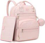 ROSEGIN Vegan Leather Diaper Bag Backpack for Boy Girl with Changing Pad and Pacifier Case, Waterproof, Travel Baby Bag Backpack for Mom Dad, Perfect Baby Shower Gifts, Pink