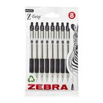 Zebra Pen Z Grip Black Ballpoint Pens with Pocket Clip 8pk, Retractable Black Ink Ballpoint Pens, Reliable Black Biro Pens Multipack for Everyday Use Design, New Pack Size 8pk