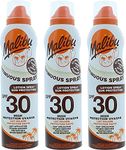 Malibu High Protection Water Resistant Vitamin Enriched SPF 30 Sun-Screen Continuous Lotion Spray, 175ml 3 Pack