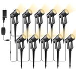 Svater Landscape Lighting Low Voltage, 10 Pack Outdoor Spotlights with Transformer, Plug in LED Spot Lights for Garden, Backyard, House, 3000K Warm White,3W 250 Lumen