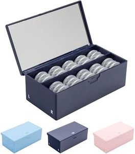 EYEPOCKET Daily Contact Lens Case - Travel Contact Case, Daily Lens Organizer, Flip Top Eye Contacts Carrier for Disposable Lenses & Dailies, Navy