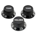 Musiclily Ultra Universal Fitting Size Strat Knobs 2 Tone 1 Volume Set for Fender Stratocaster ST Style Electric Guitar, Black