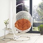 LexMod EEI-2273-WHI-ORA Hide Outdoor Patio Swing Chair, White Orange