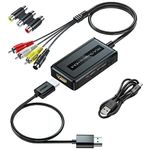 2 in 1 S-Video/RCA to HDMI Converter with 720P/1080P Ouptut Switch, Svideo to HDMI Converter, Composite AV to HDMI Compatible with VHS/DVD/STB/N64/PS2/Wii