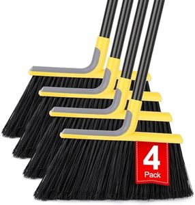 4 Packs Outdoor Broom for Floor Cleaning with 58" Long Handle, Heavy-Duty Commercial Brooms for Sweeping Indoor Outdoor Courtyard Restaurant Garage Patio Decks Mall Market Kitchen Office Lobby Shop