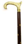 Ages Behind Solid Wood 2 Part Folding Walking Stick with Carved Brass Handle for Men & Women 36 Inches Long