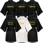 6 Pieces Bridesmaids Robes for Wedding Bridal Robes Matron of Honor Maid of Honor Robe Wedding Robes for Bridal Party Gift, Black ,white, One Size
