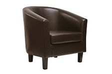 Mcc@Home Faux Leather Tub Chair Armchair club Chair for Dining Living Room & Cafe [Black* Brown* Cream* Red*] (brown)