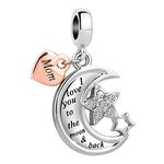 LSxAB I Love You To The Moon and Back Rose Gold Mom Charm Compatible with Pandora Charms Bracelets