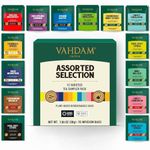 VAHDAM, Tea Variety Pack (15 Flavors, 15 Tea Bags) Gluten Free, Non GMO | Tea Sampler Gift Set - Black Tea, Green Tea, Oolong Tea, Chai Tea, Herbal Tea | Tea Bags Variety Pack | Gifts for Women & Men