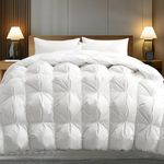 Puredown ® Feather Down Comforter King Size, White Bedding Duvet Insert with Corner Ties, Pinch Pleat Cotton Duvet Cover All Season Breathable Fluffy Duvet Insert for Bedroom (White, King, 108"x98")