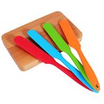 4Pcs Small Cream Scraper, Cake Butter Spatula Silicone Mixing Scraper Spoon Brush Handle Baking Cook Tool