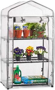 Christow Mini Greenhouse 3 Tier, Small Portable Garden Growhouse, Reinforced PE Plastic Cover, Heavy Duty Steel Frame, Three Shelves With Clips, Compact Size H125cm x W69cm x D49cm