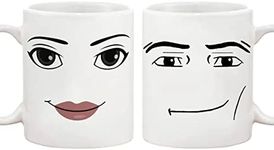 Fonhark - Funny Gamer Mug Set, Man FACE Mug, Woman Face Mug, Birthday Mug, (Pack of 2), 11 Oz Novelty Coffee Mug/Cup, White