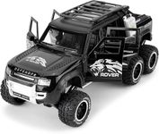 Alokik Enterprise Land Rover Defender Six Wheels Off-Road Pickup Car Model 1:24 Scale Diecast Truck with Pull Back Action, Sounds & Lights - Perfect Collectible for Kids and Adults【 Multicolor 】