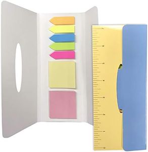 Sticky Pad Note Pad Set: Includes 2 Sticky Note Pads and 5 Colorful Index Tabs, Flag, Page Markers and a Printed Ruler with Foldable Storage Case