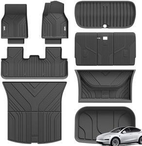 3W 10 Pcs Floor Mats Custom Fit for Tesla Model Y Juniper 2025 2026 New, Thorex™ All Weather Dog Friendly Full Coverage Car liners & Trunk Mats & Seat Back Cover, New Version Tesla Model Y Juniper