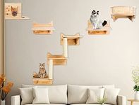 Cat Wall Shelves, Cat Wall Furniture Set, Cat Shelves and Perches for Wall, Cat Climbing Shelf Playground Set, Cat Scratching Post with 3 Steps Wall Shelf for Indoor Wall Mounted Cat Condos House