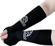 2XK-NOV Volleyball Arm Protectors for Women, Forearm Protection Accessories for Volleyball Training, Sports Forearm Sleeves, Wrist Support with Protective Pad and Thumb Hole, 1 Pair, black, L